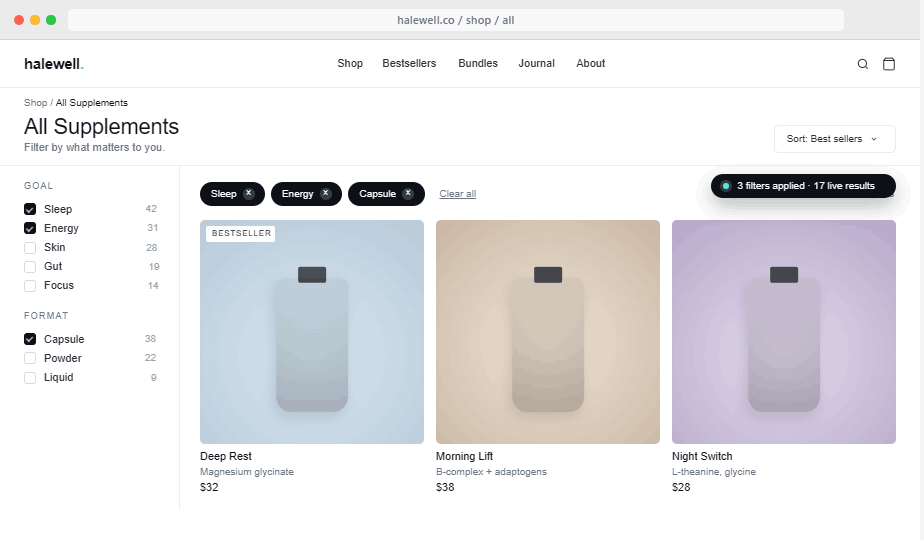 Drop screenshot · Product Listing Page